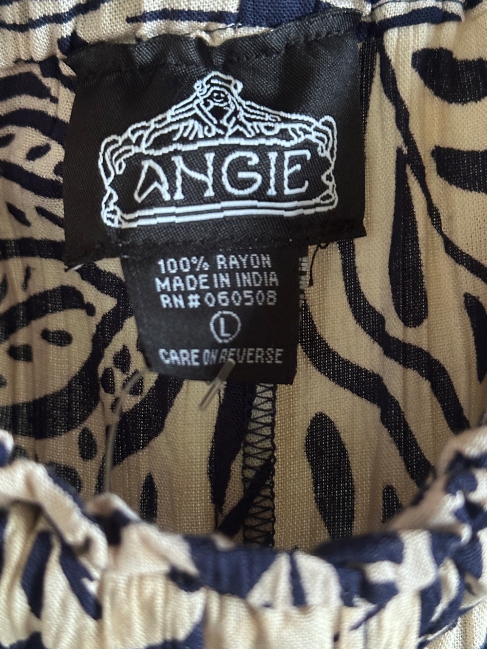 Angie Navy and Cream Botanical Wide-Leg Palazzo Pants - Picture 6 of 10